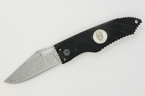 Hoffner Knives: SNAP Flatline - 3.5" Damascus Folding Knife - Black G10 Handle