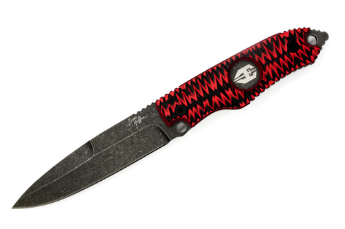 Hoffner Knives: Hand Spear - 5" Black 440C Stainless Steel Fixed Blade Knife - Chiseled Red Ops G10 Handle