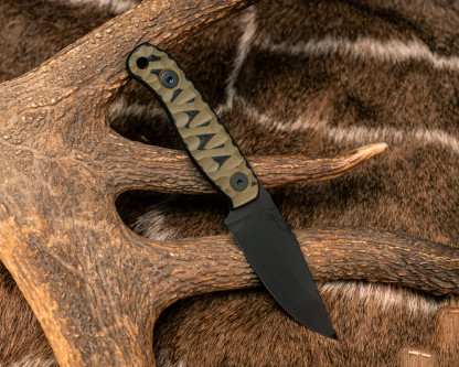 Half Face Blades - Feather Light - OD Green and Black G10, Armor Black Cerakote, Allen Bolts, Textured Grip