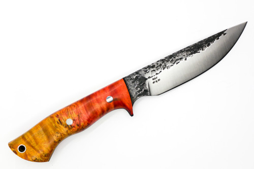Lon Humphrey Custom Iron Reaper, Saber Grind, Fixed Blade, Knife w/ Double Dye Box Elder Burl Handle - #48 Lon Humphrey Custom Iron Reaper, Saber Grind, Fixed Blade, Knife w/ Double Dye Box Elder Burl Handle - #48