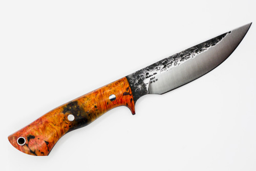Lon Humphrey Custom Iron Reaper, Saber Grind, Fixed Blade, Knife w/ Double Dye Box Elder Burl Handle - #28 Lon Humphrey Custom Iron Reaper, Saber Grind, Fixed Blade, Knife w/ Double Dye Box Elder Burl Handle - #28