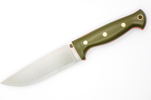 LT Wright Knives: Forest Trail - MagnaCut Steel - Flat - OD Green W/ Orange Liner G10 Handle - Matte