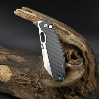 CJRB Cutlery - Ekko - 3.23" Stonewash AR-RPM9 Folding Knife w/Button Lock -  Carbon Fiber Handle