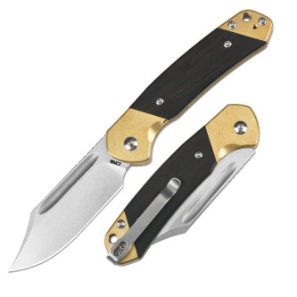CJRB Cutlery - Bowie Pyrite - 3.15" Stonewash AR-RPM9 Folding Knife w/Slip Joint Lock - Brass & Wood Handle CJRB Cutlery - Bowie Pyrite - 3.15" Stonewash AR-RPM9 Folding Knife w/Slip Joint Lock - Brass & Wood Handle