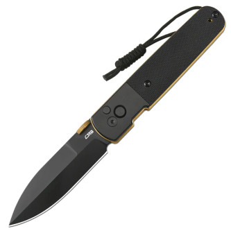 CJRB Cutlery - Locust - 3.15" Black PVD Coated AR-RPM9 Folding Knife w/ Button Lock -  Black PVD Steel & Black G10 Inlay Handle