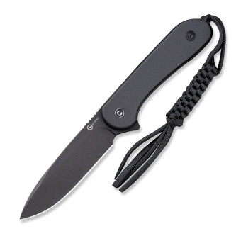 CIVIVI - Fixed Blade Elementum - 3.98" Black Stonewashed D2 Fixed Blade W/Black G10 Handle
