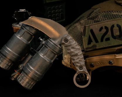 Half Face Blades - Karambito - Black Canvas Micarta, Allen Bolts, Textured Grip