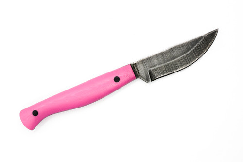 Drifter Blades - Kestrel - 3" Stonewash 80CRV2 Steel Fixed Blade W/ Pink & Black G10 and Brown Leather Sheath Drifter Blades - Kestrel - 3" Stonewash 80CRV2 Steel Fixed Blade W/ Pink & Black G10 and Brown Leather Sheath