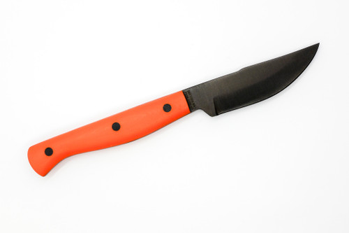 Drifter Blades - Kestrel - 3" Stonewash 80CRV2 Steel Fixed Blade W/ Orange & Black G10 and Brown Leather Sheath Drifter Blades - Kestrel - 3" Stonewash 80CRV2 Steel Fixed Blade W/ Orange & Black G10 and Brown Leather Sheath