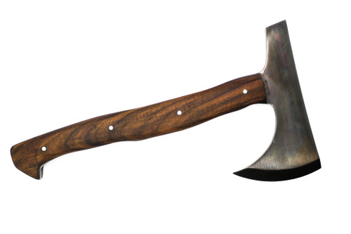 Drifter Blades - Bruin - 12" 80CRV2 Steel Fixed Axe W/ a Bear Claw Walnut Handle and Leather Sheath Drifter Blades - Bruin - 12" 80CRV2 Steel Fixed Axe W/ a Bear Claw Walnut Handle and Leather Sheath