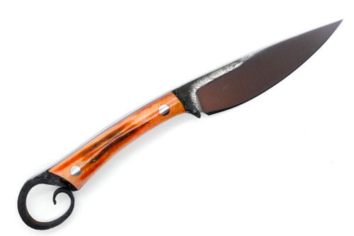 Lon Humphrey Custom Tadpole, Flat Grind, Fixed Blade, Knife w/ Red Dyed Sambar Stag Handle - 2 Lon Humphrey Custom Tadpole, Flat Grind, Fixed Blade, Knife w/ Red Dyed Sambar Stag Handle - 2