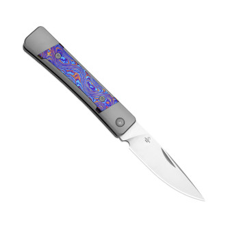 Kizer Knives - Little Grand - 2.5" Satin M390 Folding Blade W/ Titanium & Titanium Damascus Handle