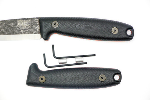 TKC:  G10 Handle for ESEE RB3 - Black W/ Orange Liner