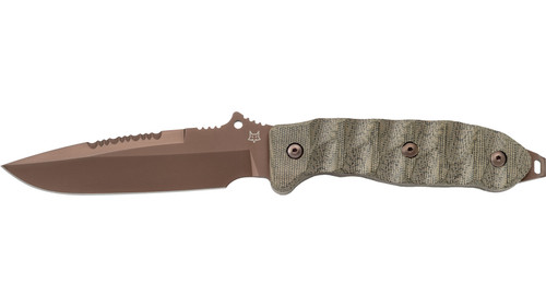 Fox Knives - Audax - 4.72" Bronze PVD Becut Steel Fixed Blade w/ OD Green Canvas Micarta Handle