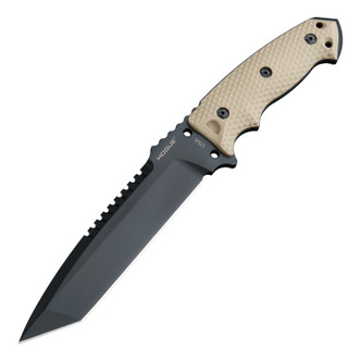 Hogue - EX-F01 Fixed Blade - Black Cerakote Tanto Blade - FDE G10 Scales