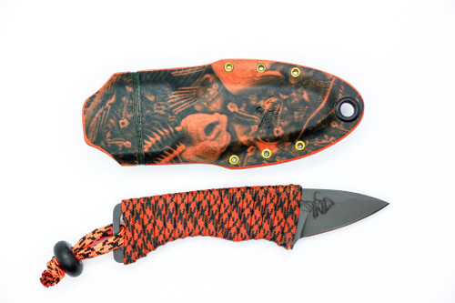 Angler Knives - Swimmer - CPM Magnacut Steel - Saber Swedge Grind - Black & Orange Paracord Wrapped Handle