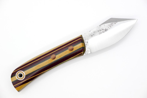 Fiddleback Forge, Andy Roy - Sylvrfalcen - Crosscut Cutting Board Paper Micarta Handle - Tapered A2 Steel Fiddleback Forge, Andy Roy - Sylvrfalcen - Crosscut Cutting Board Paper Micarta Handle - Tapered A2 Steel