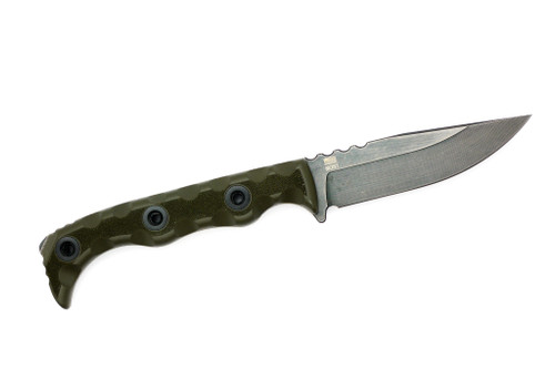 T.Kell Knives: Agent 005 - 3.25" Nickle Boron 80CRV2 Steel Blade w/ OD Green Battlelock Handle
