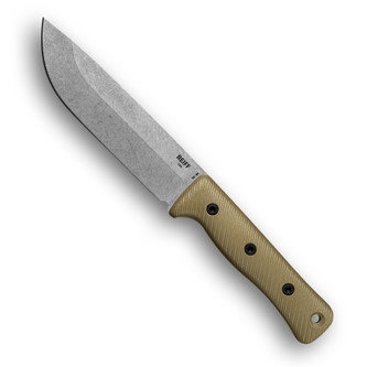 Reiff Knives: F6 GEN2 - Leuku Survival Knife - Fixed Blade - CPM 3V, Saber, Stonewash, OD Green G10 Handle