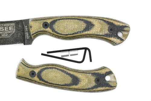 TKC Handle for ESEE JG5 - Woodland Camo Canvas Micarta
