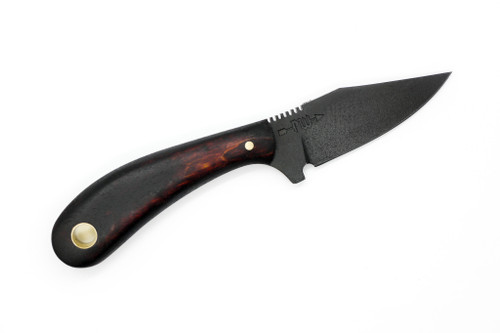 Primitive Woodsman - Guide Knife - 2.75" Black Oxide 80CRV2 Steel Blade w/ Curly Maple Handle