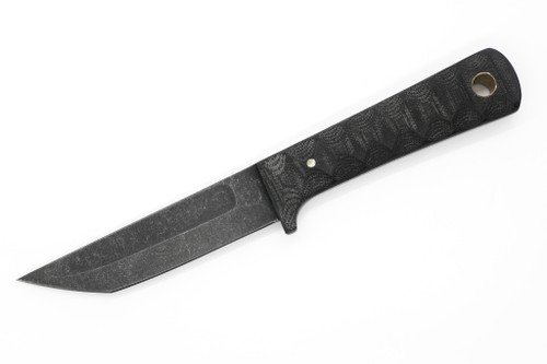 Primitive Woodsman - Pocket Tanto - 4" Black Oxide 80CRV2 Steel Blade w/ Sculpted Black Micarta Handle
