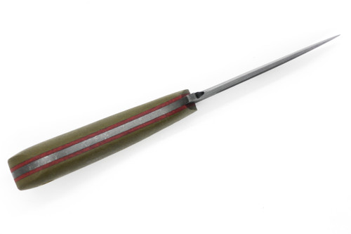Primitive Woodsman - EDC - 3.25" Black Oxide 80CRV2 Steel Blade w/ Green Micarta W/ Red Liner Handle
