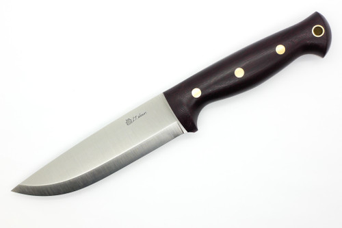 LT Wright Knives Forest Trail - A2 Steel - Scandi Grind - Double Red Canvas Micarta Handle - Matte Finish