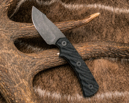 Half Face Blades - Beef Harpoon Back Country - Black Canvas Micarta, Allen Bolts, Textured Grip