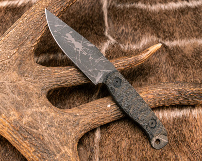 Half Face Blades - Crow Scalper - Black Canvas Micarta, Allen Bolts, Textured Grip