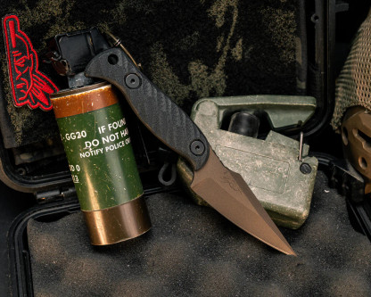 Half Face Blades - Gulo Gulo - Black G10, Midnight Bronze Cerakote, Allen Bolts, Textured Grip