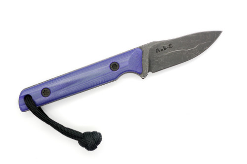 JP Bladesmithing - Fang EDC- 2.25" AEB-L Fixed Blade W/ Purple Dyed G10 Handle & Purple Leather Sheath