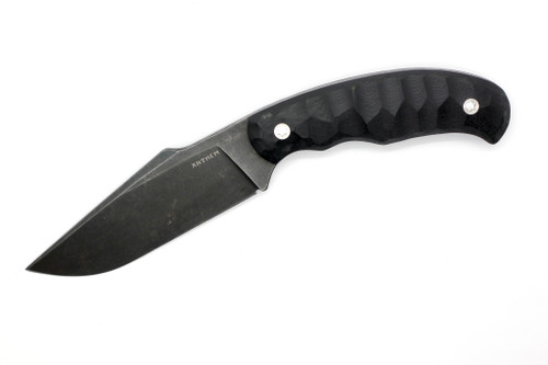 Anthem Knife & Implement - Nightwatch - 4" Black Stonewash 52100 Steel Fixed Blade W/ Black G10 Handle