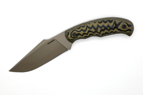Anthem Knife & Implement - Nightwatch - 4" Tan Cerakote 52100 Steel Fixed Blade W/ Camo G10 Handle