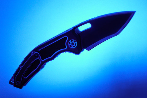 Heretic Knives - Medusa - Automatic Folder - 3" Magnacut Steel Black DLC Finish Recurve Blade W/ Secret Cel Shade Handle