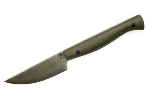 Drifter Blades - Backcountry - 3.25" Magnacut Steel Fixed Blade W/ OD Green G10 Handle and Leather Sheath