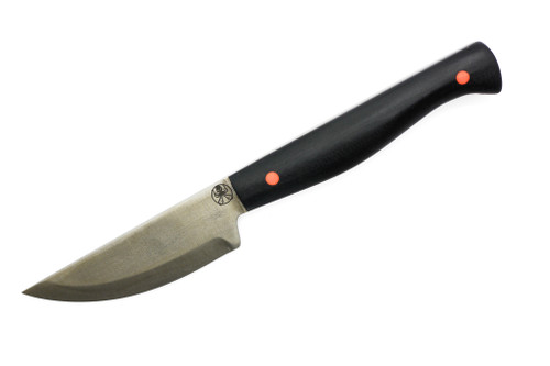 Drifter Blades - Backcountry - 3.25" Magnacut Steel Fixed Blade W/ Black G10 W/ Orange Pins Handle and Leather Sheath