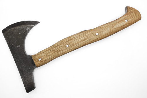 Drifter Blades - Bruin - 12" 80CRV2 Steel Fixed Axe W/ Bourbon Oak Handle and Leather Sheath - 1