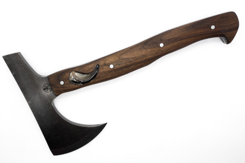Drifter Blades - Bruin - 12" 80CRV2 Steel Fixed Axe W/ a Bear Claw Walnut Handle and Leather Sheath - 2