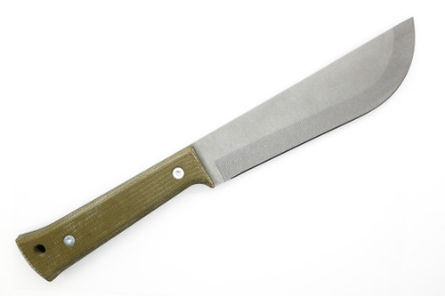 Woods Monkey Half/Chete by L.T. Wright - 1095 Steel - Saber Grind - Stonewash Finish - Green Micarta Handle