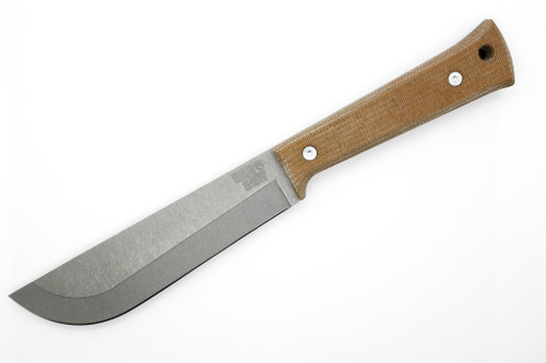 Woods Monkey Half/Chete by L.T. Wright - 1095 Steel - Saber Grind - Stonewash Finish - Natural Micarta Handle