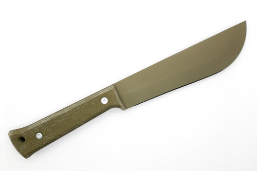 Woods Monkey Half/Chete by L.T. Wright - 1095 Steel - Saber Grind - Tan Cerakote Finish - Green Micarta Handle