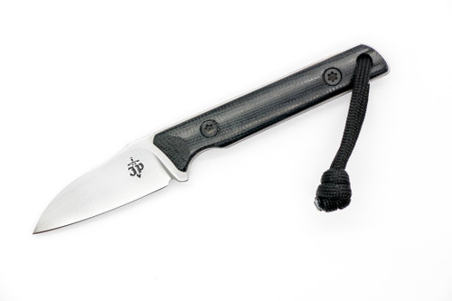 JP Bladesmithing - Wharnfang EDC- 2.25" AEB-L Fixed Blade W/ Black Canvas Micarta Handle & Black Kydex Sheath