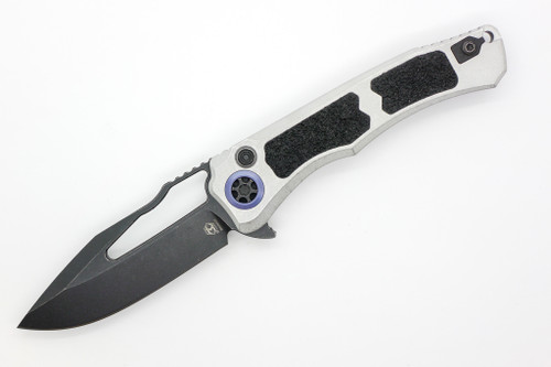 Heretic Knives - Wraith V4 - Manual Folder - 3.75" Magnacut Black Battle Black Steel Clip Point Blade W/ Blizzardworn Handle