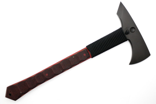 Dave Wenger Blades: Jarl - 80CrV2 - Sculpted Burgundy Burlap W/ Red Canvas Micarta Liners - Kydex Sheath