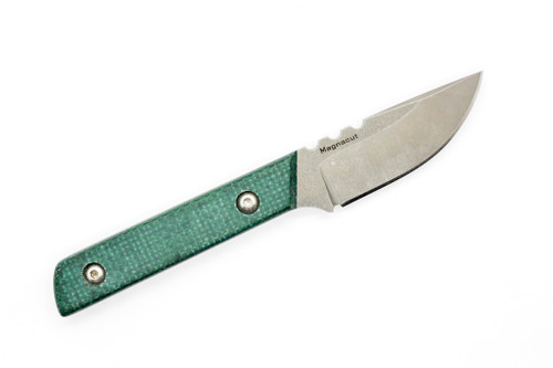 Bald Man Knife & Tool - Thicker Clipper - 2.25" Magnacut Fixed Blade W/ Forest Green Burlap Handle & Tan Kydex Sheath