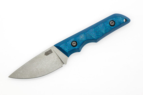 Bald Man Knife & Tool - Albatross - 2.75" Nitro-V Steel Fixed Blade W/ Blue Burlap Handle & Black Kydex Sheath