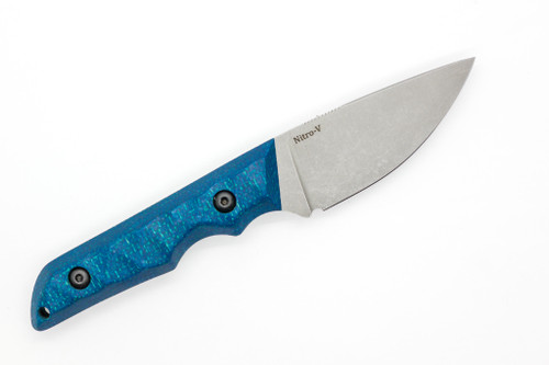 Bald Man Knife & Tool - Albatross - 2.75" Nitro-V Steel Fixed Blade W/ Blue Burlap Handle & Black Kydex Sheath