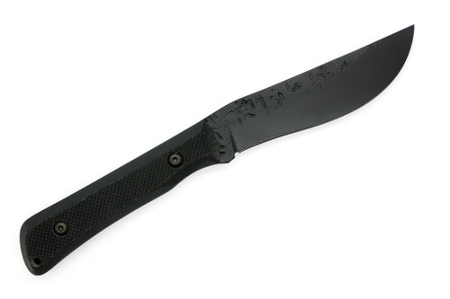 Bald Man Knife & Tool - Serpico XL - 4.5" 80CRV2 Fixed Blade W/ Black Grip G-10 Handle & Black Kydex Sheath