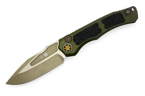 Heretic Knives - Wraith V4 - Auto Folder - 3.75" Magnacut Bronze Steel Drop Point Blade W/ OD Green Aluminum Handle